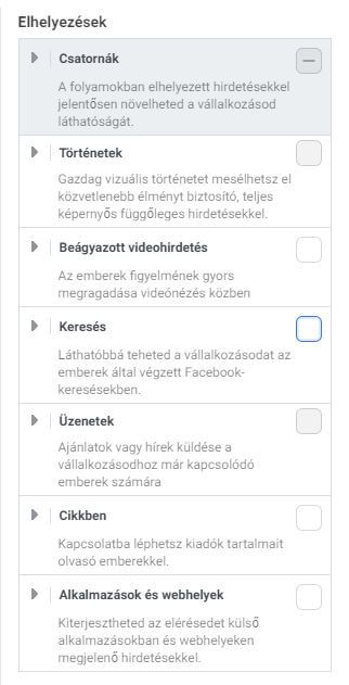 Facebook, a hirdetési megjelenés formái