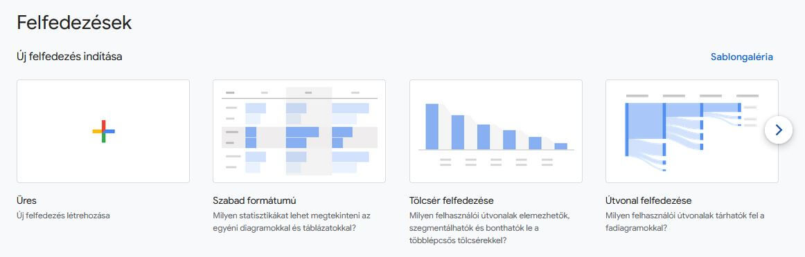 Google Analytics 4, felfedezés