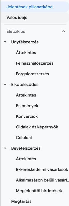 Google Analytics 4, jelentések