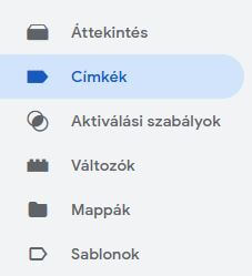 Tag Manager, címkék beállítása