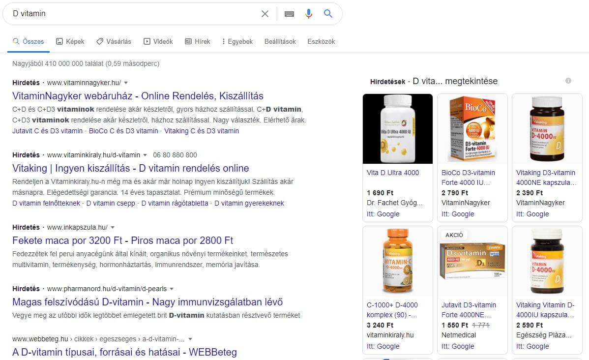 Google Shopping jobb side bar