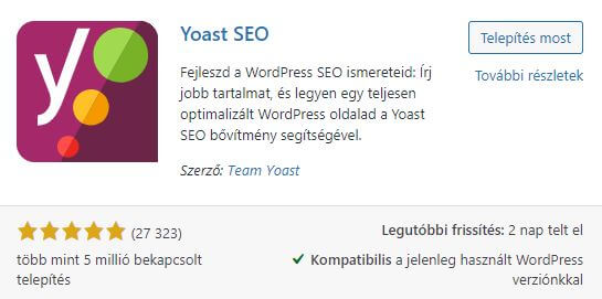 Yoast plugin telepítése